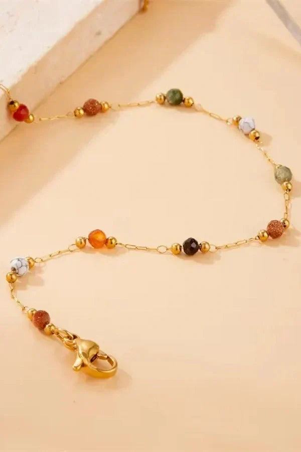 Paige - Vibrant Rainbow Beaded Gold Bracelet