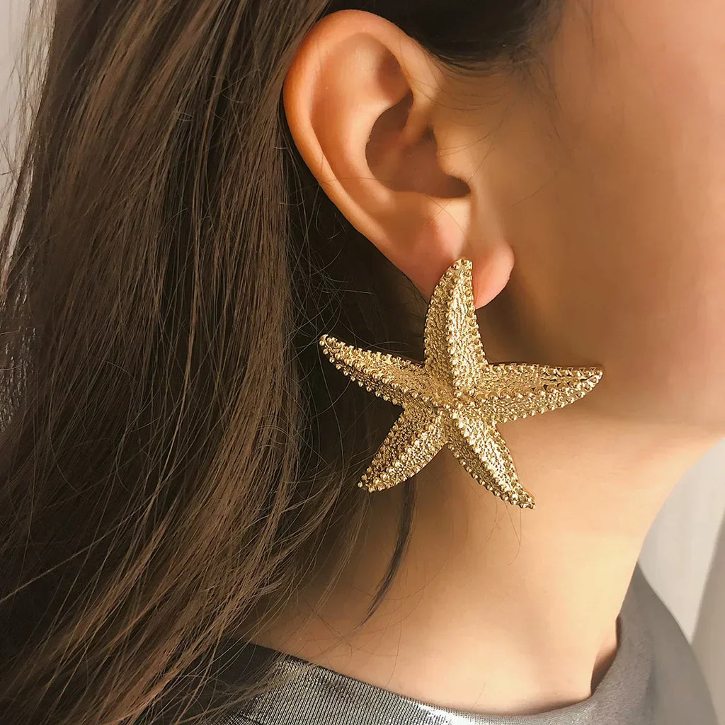 Sylvie - Starfish Drop Earrings Gold Coastal Inspired